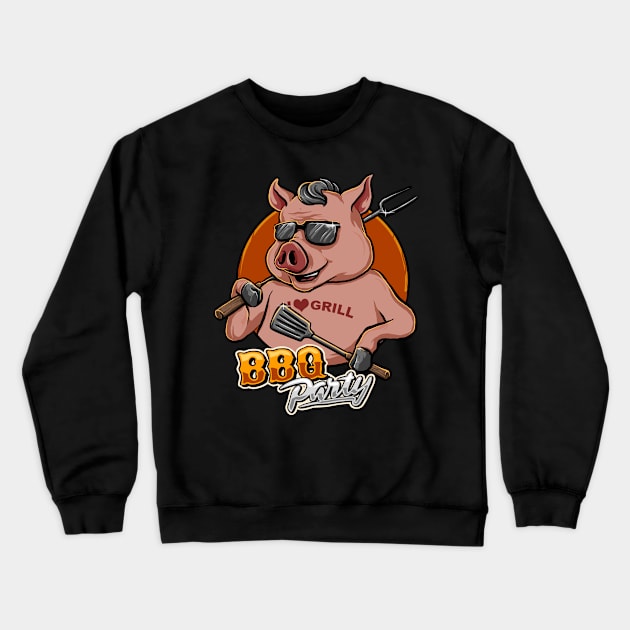 bbq party grill pig Crewneck Sweatshirt by grudjig